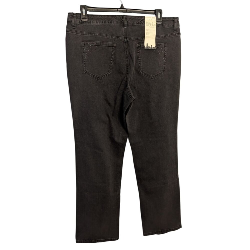 Jones New York Womens Graphite Straight Leg Jeans 20W Regular Secret Slimming Fe - Picture 11 of 14